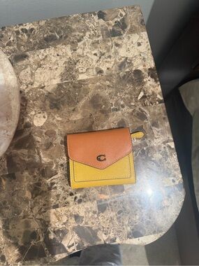 Coach Two-Tone Yellow and Tan Small Wallet